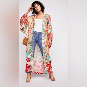 Colorful Floral Kimono Spell & The Gypsy Delilah Patchwork Ruby Size OS EUC
